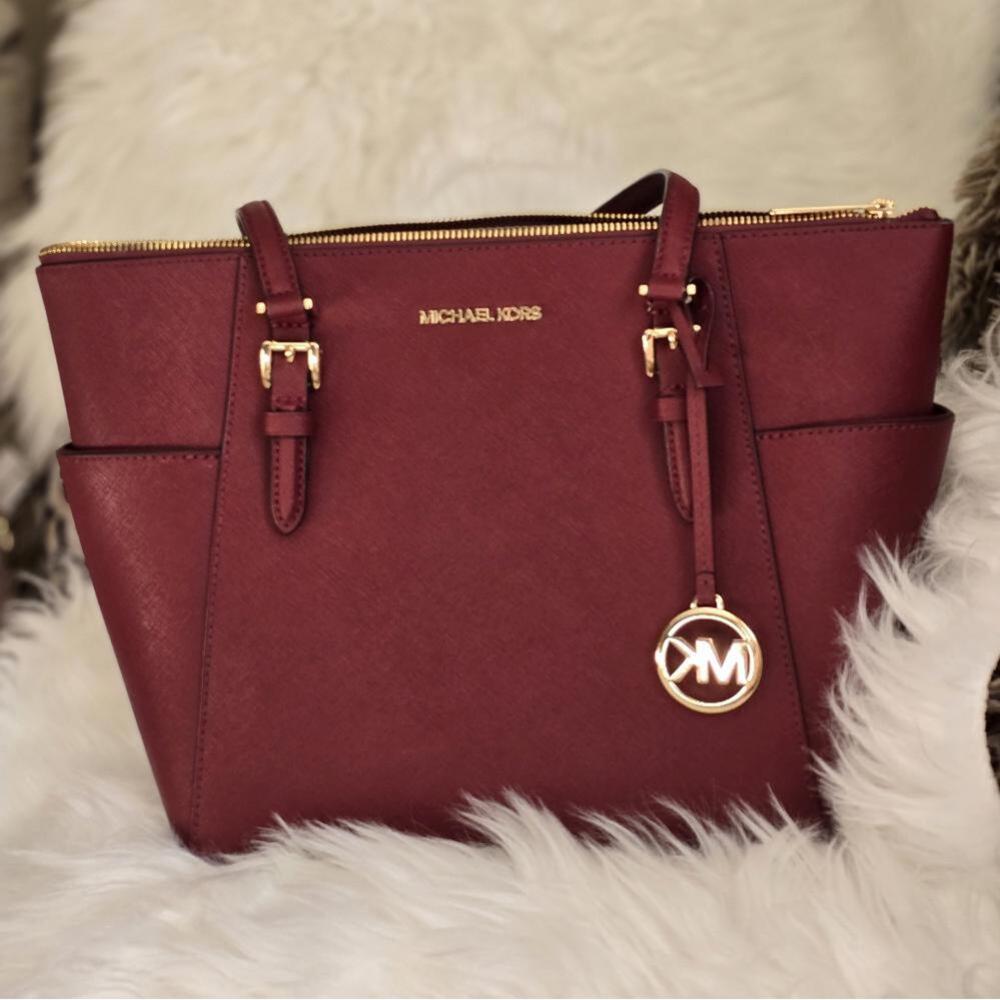Michael Kors Charlotte Large Saffiano Leather Top-Zip Tote